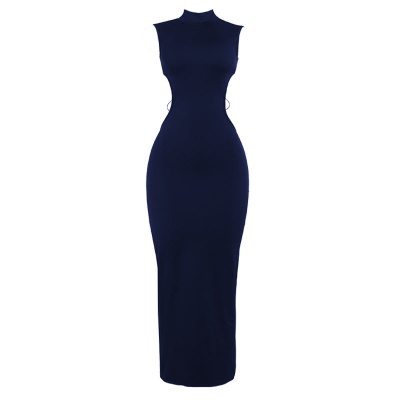 Damen Figurbetontes Maxikleid mit hohem Kragen und seitlichen Cut-Outs Drune