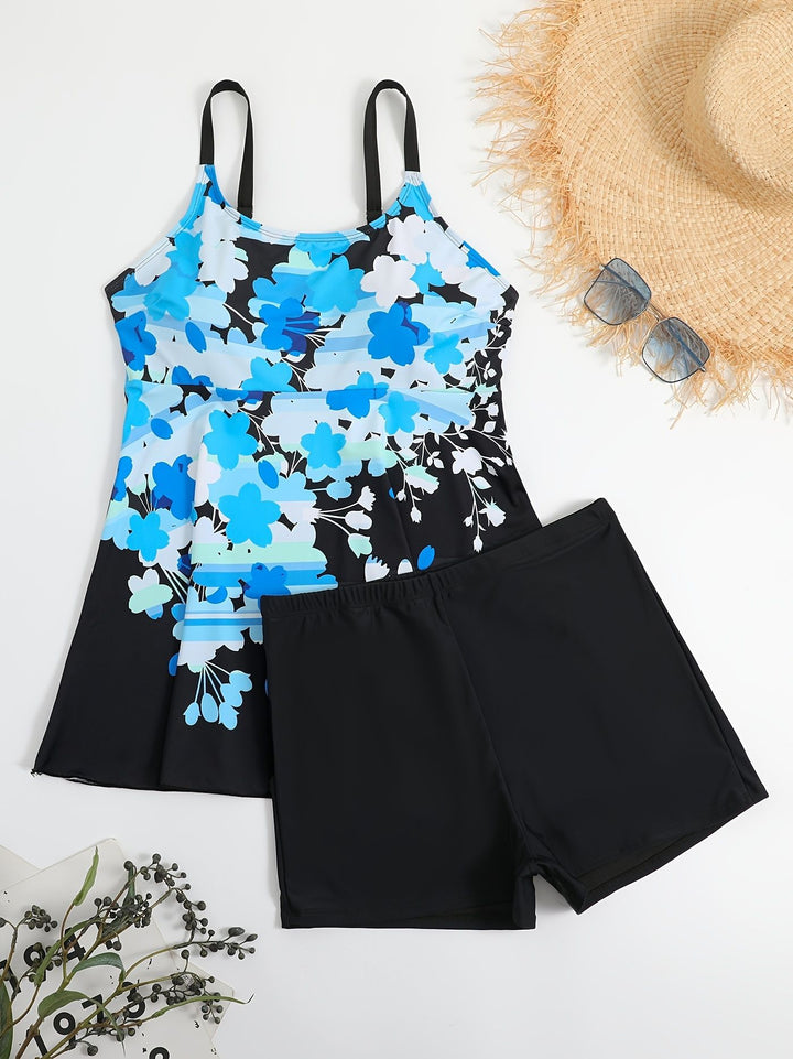 Damen einteiliger Badeanzug mit floralem Design Drune