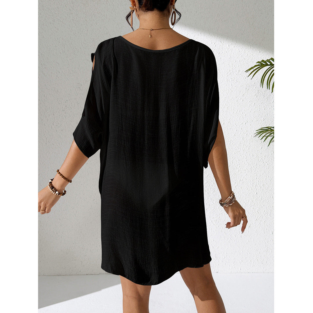 Damen Strandkleid mit tiefem V-Ausschnitt und lockerem Schnitt Drune