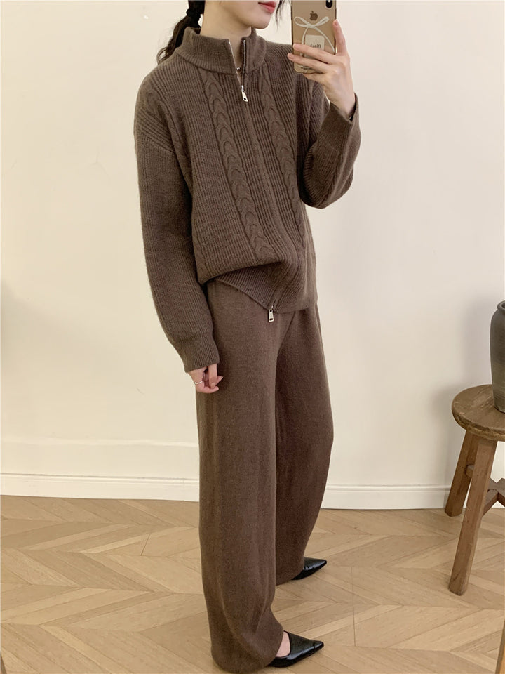 Damen Strickpullover mit hoher Kragen und Reißverschluss Drune