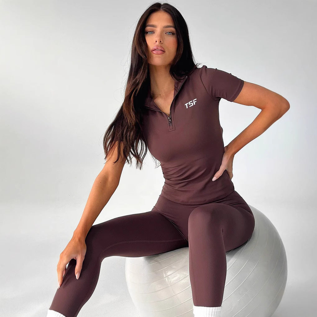 Damen Sportlicher Kurzoverall mit funktionalem Reißverschluss und figurbetonendem Schnitt Drune