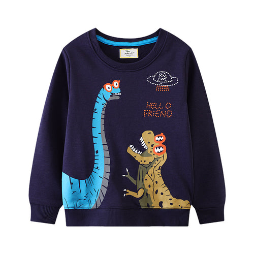 Jungen Sweatshirt mit lustigem Dinosaurier- und Weltraumdesign Drune
