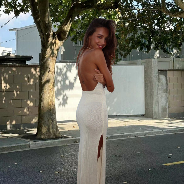 Damen Maxikleid mit innovativem Cut-Out-Design und Halterneck Drune