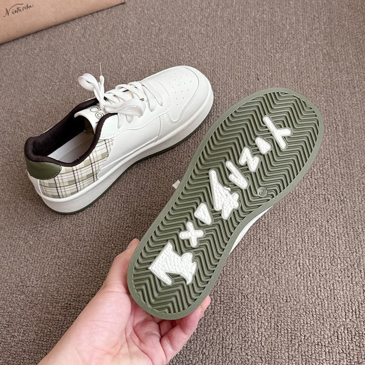 Damen modische Sneakers mit kariertem Einsätzen und gepolsterter Sohle Drune