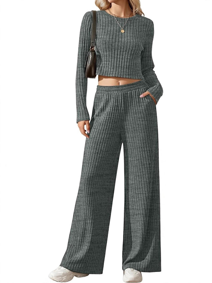 Damen elegantes und lässiges Strickensemble mit weitem Schnitt Drune