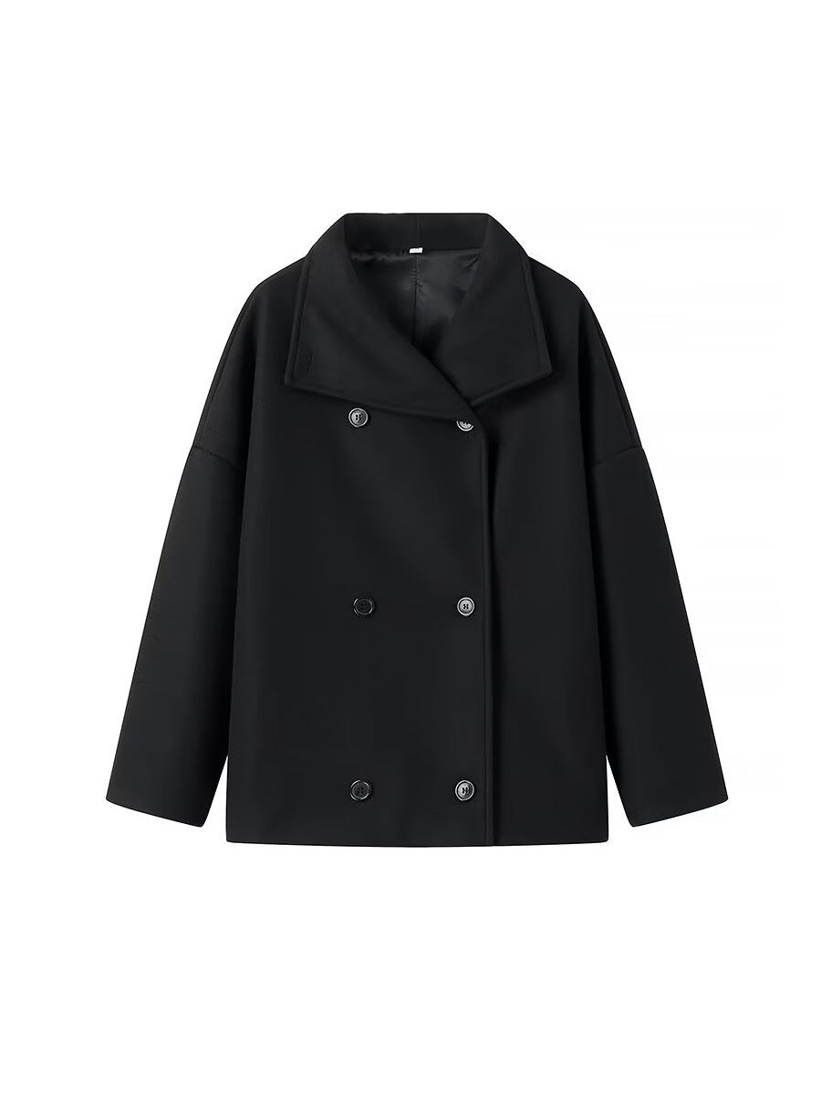 Damen modische Oversized-Jacke mit doppelter Knopfleiste und weitem Schnitt Drune