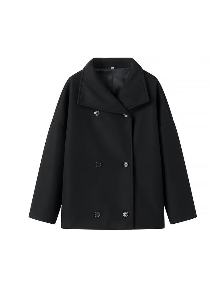 Damen modische Oversized-Jacke mit doppelter Knopfleiste und weitem Schnitt Drune