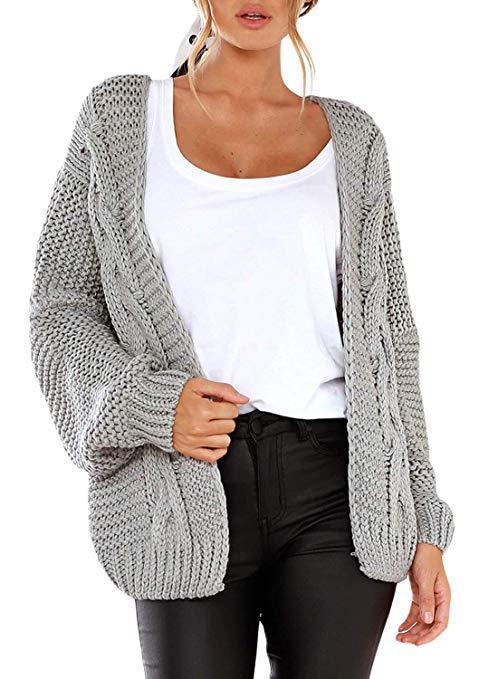 Damen Grobstrick-Cardigan mit elegantem Zopfmuster und weitem Schnitt Drune