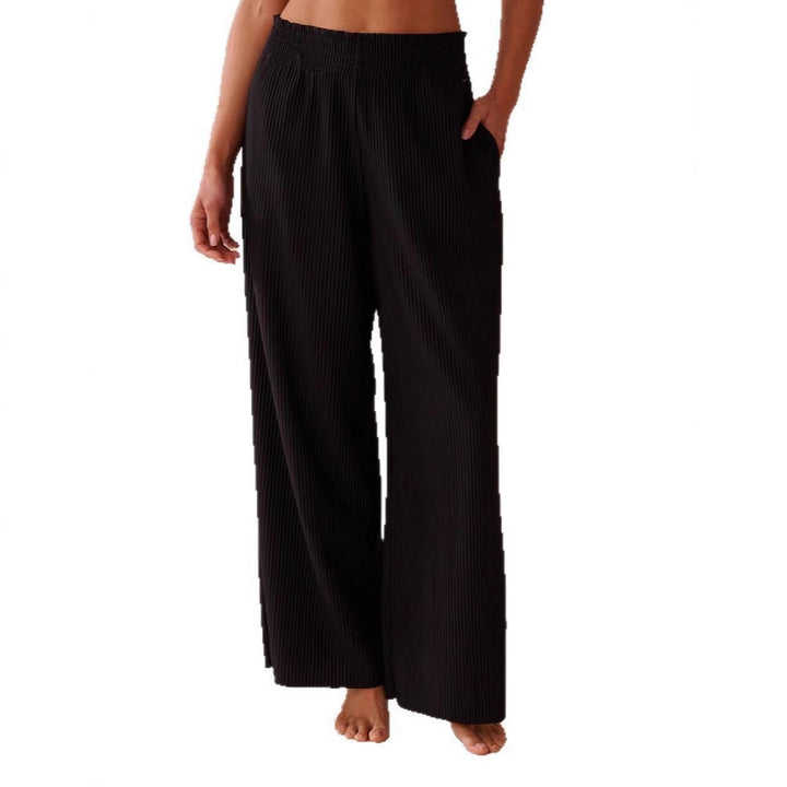 Damen Legere Plisseehose mit elastischem Bund und seitlichen Taschen Drune
