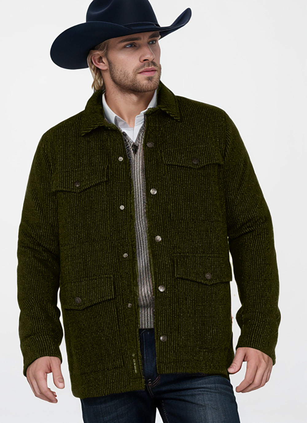 Herren rustikale Freizeitjacke mit strukturiertem Stoff Drune