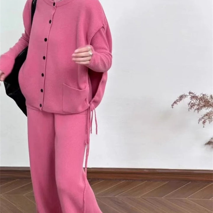 Damen gemütlicher Strickblazer mit Knopfverschluss und Taschen Drune