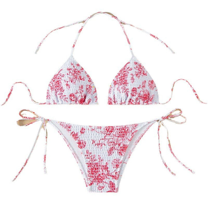 Damen Triangel-Bikini-Set mit floralem Muster und verstellbaren Trägern Drune