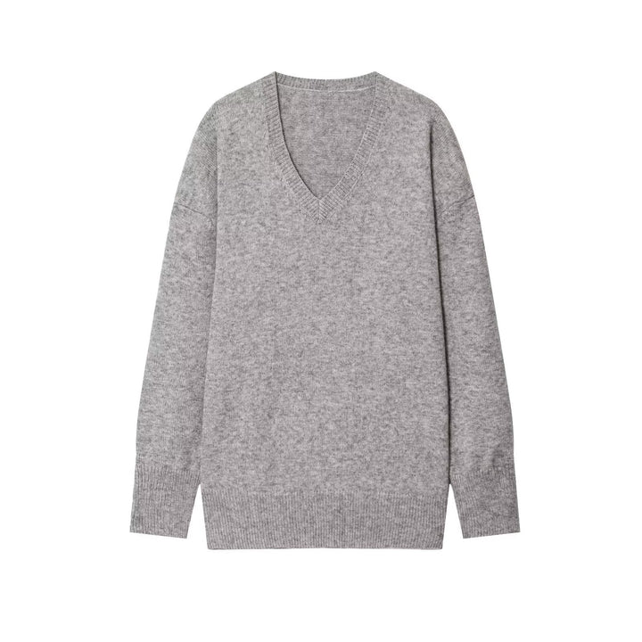 Damen Viskose Pullover mit V-Ausschnitt und lässigem Schnitt Drune