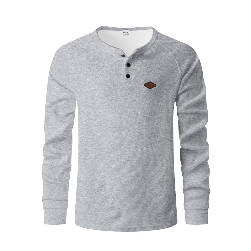 Herren Langarm-Henley-Shirt aus atmungsaktivem Baumwollmix mit strukturiertem Design Drune