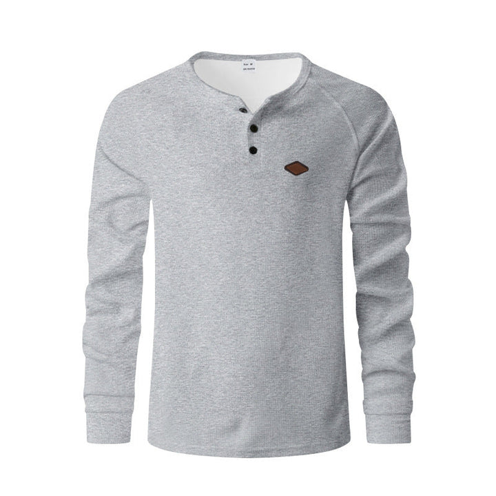 Herren Langarm-Henley-Shirt aus atmungsaktivem Baumwollmix mit strukturiertem Design Drune