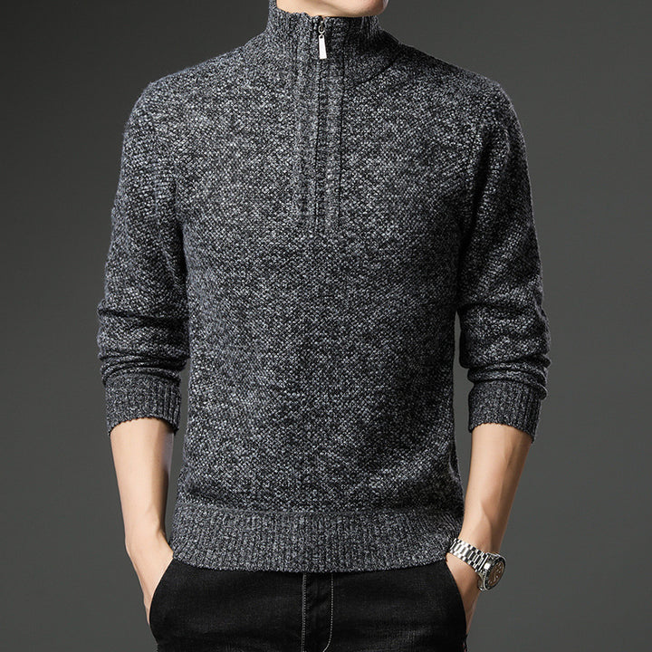 Herren modischer Pullover mit halb hochschließendem Reißverschluss und strukturiertem Design Drune