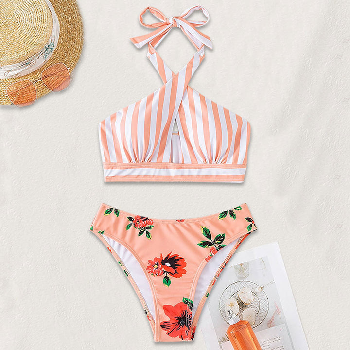 Damen Bikini mit hoch geschnittenem Slip und modischem Wickeloberteil Drune
