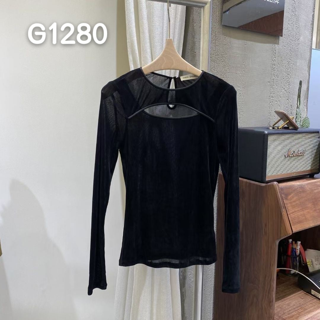 Damen Elegante Corsage-Bluse mit transparenten Ärmeln Drune
