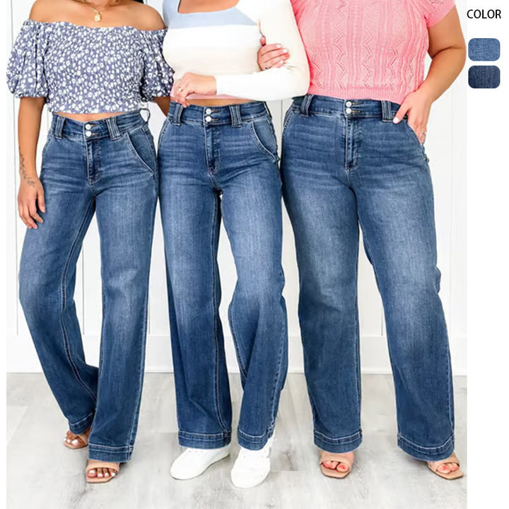 Damen Weite High-Waist Jeans mit komfortablem Schnitt Drune