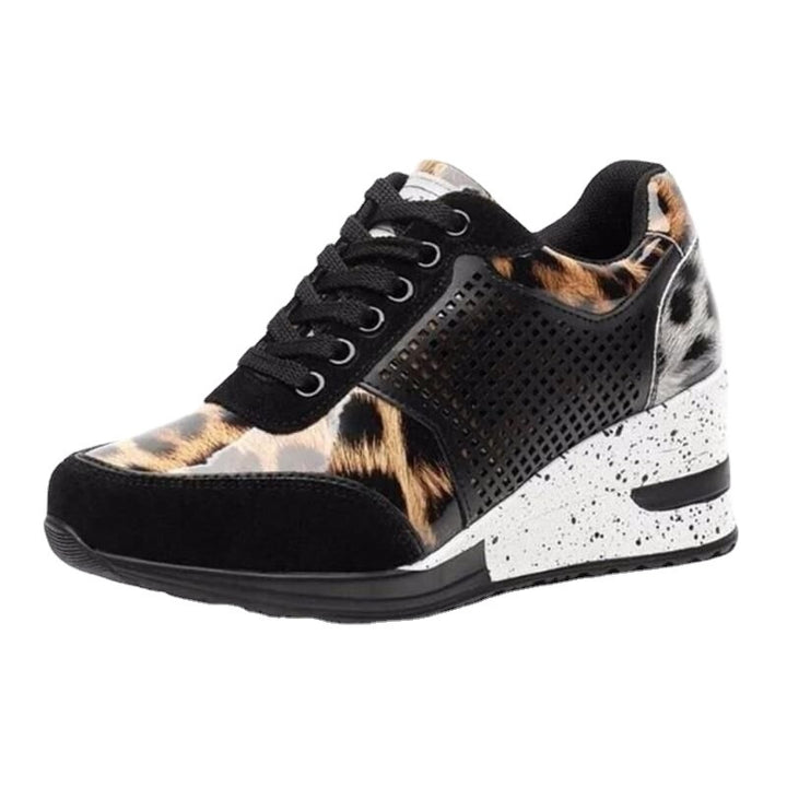 Damen modische Wedge-Sneaker mit stylishem Tiermuster und atmungsaktiver Oberfläche Drune