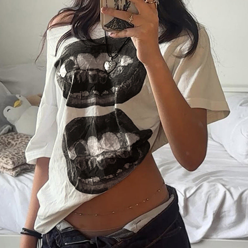 Damen Kreatives Oversized T-Shirt mit grafischem Druck Drune