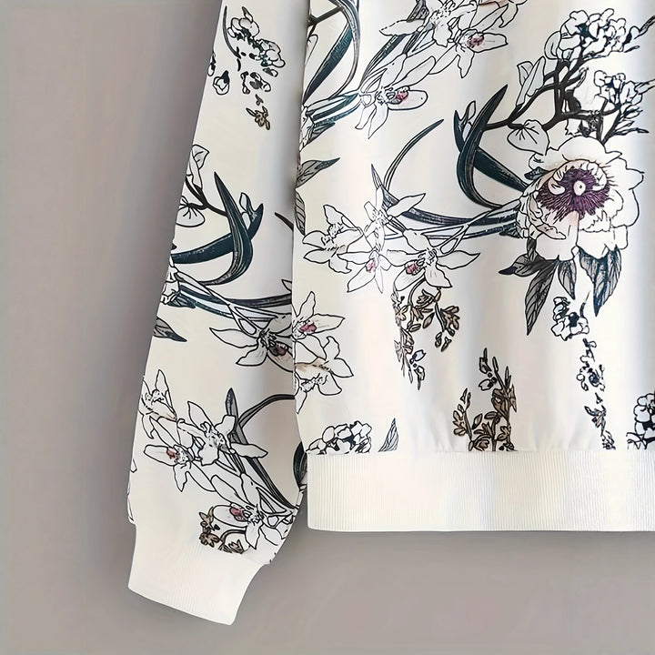 Damen Sweatshirt mit floralem Druck und relaxed Fit Drune