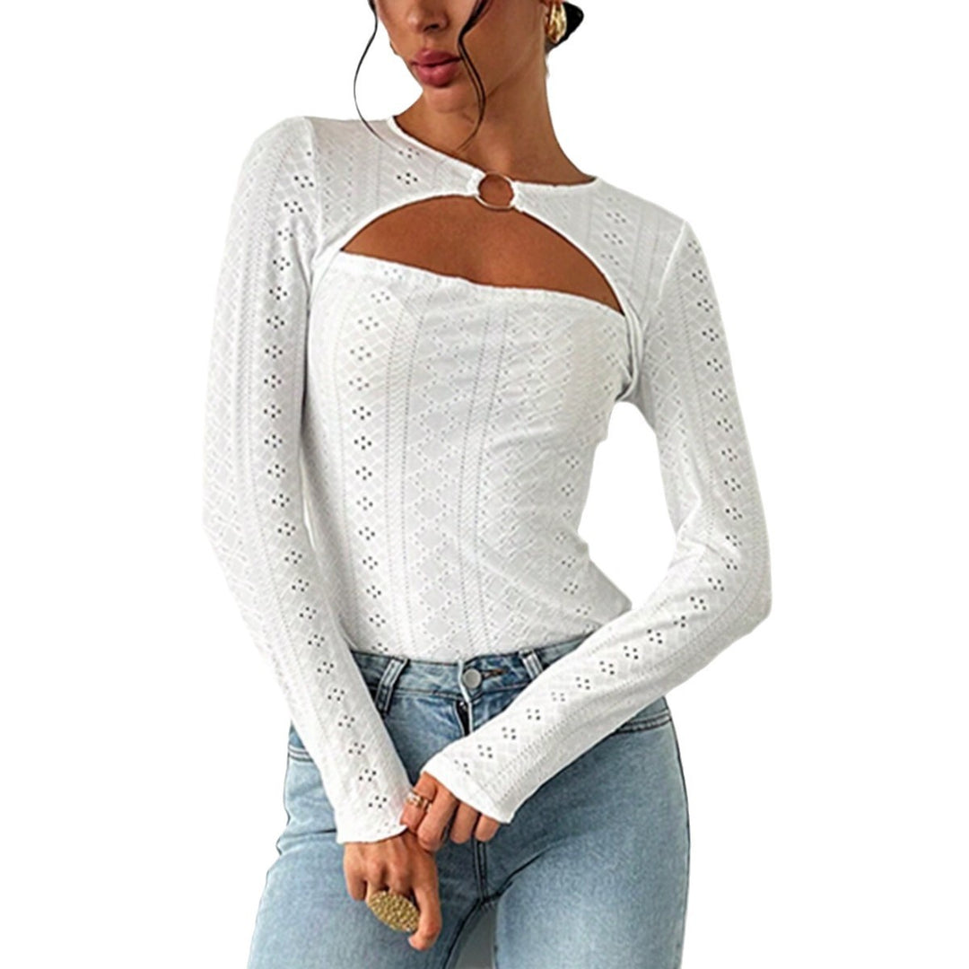Damen Langarmshirt mit dekorativen Cut-Out-Details und angenehmem Baumwollstoff Drune