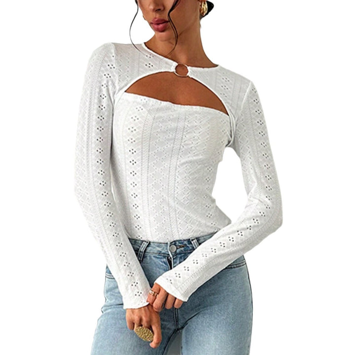 Damen Langarmshirt mit dekorativen Cut-Out-Details und angenehmem Baumwollstoff Drune
