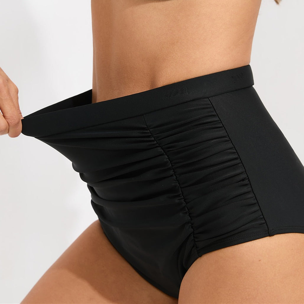 Damen Hoch taillierte Badeshorts mit modischen Raffungselementen und figurformendem Design Drune