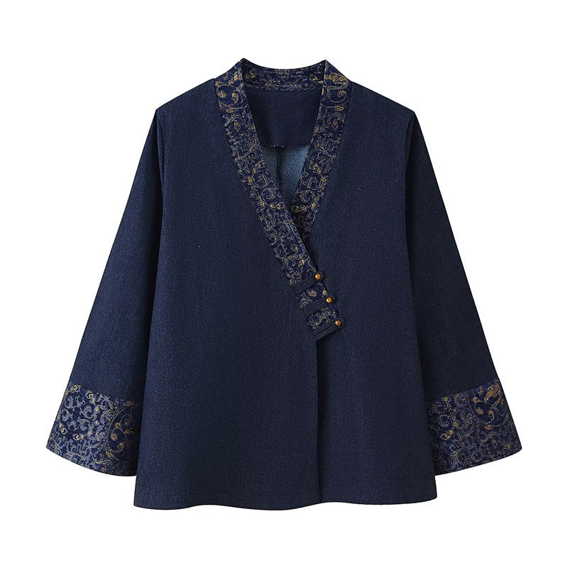 Damen Modische Jacke mit eleganter Bestickung und asymmetrischem Schnitt Drune