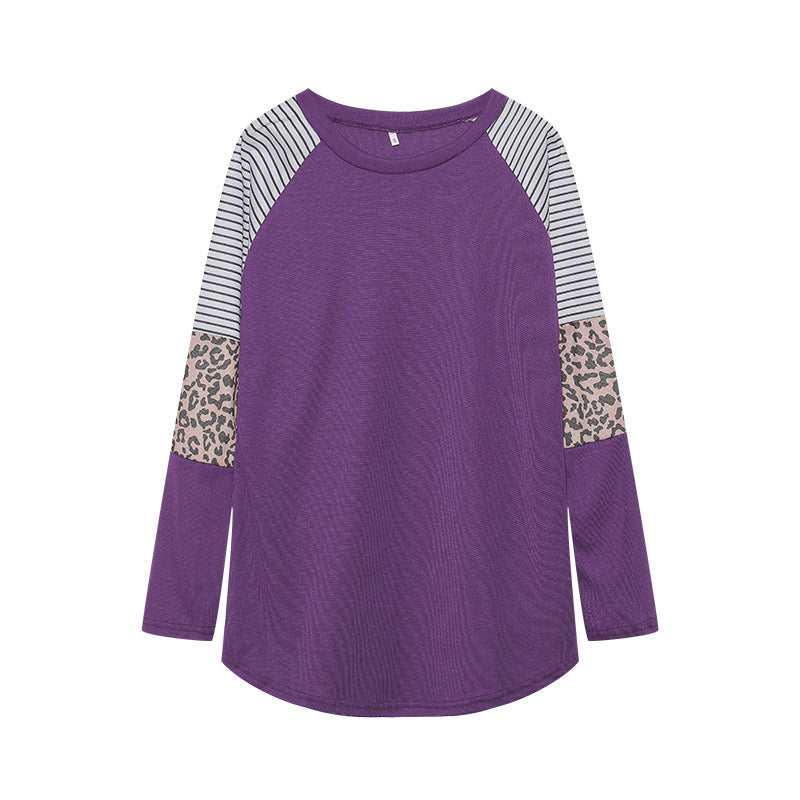 Damen Sportliches Langarmshirt mit tierischem Muster und modernem Streifendesign Drune