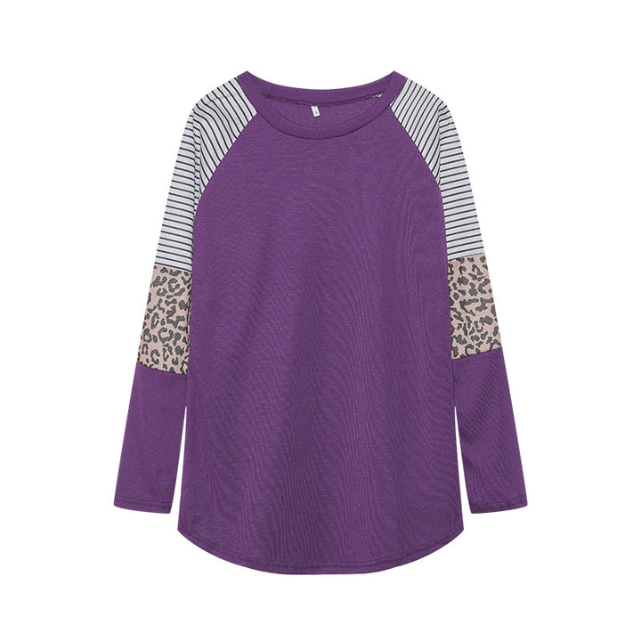 Damen Sportliches Langarmshirt mit tierischem Muster und modernem Streifendesign Drune