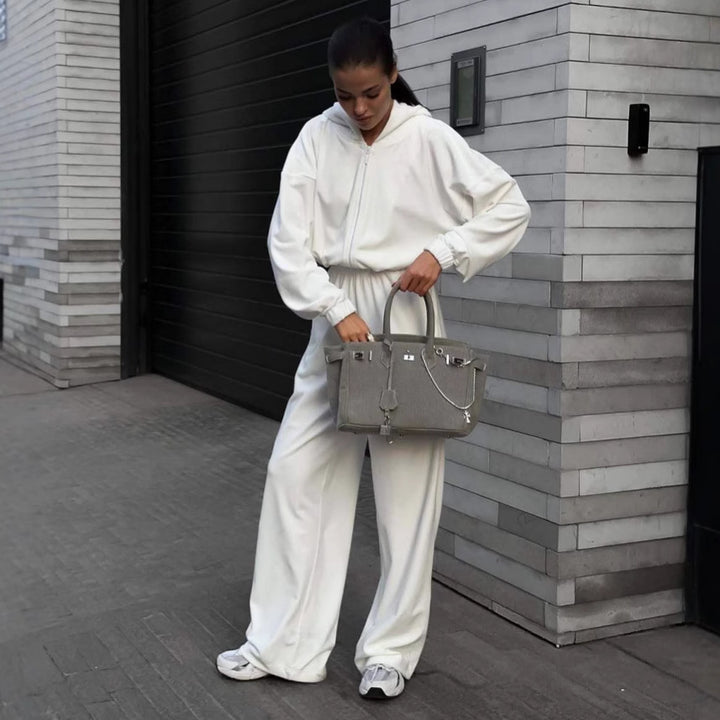 Damen stylischer Kapuzenoverall aus weichem Material mit bequemen Bündchen Drune