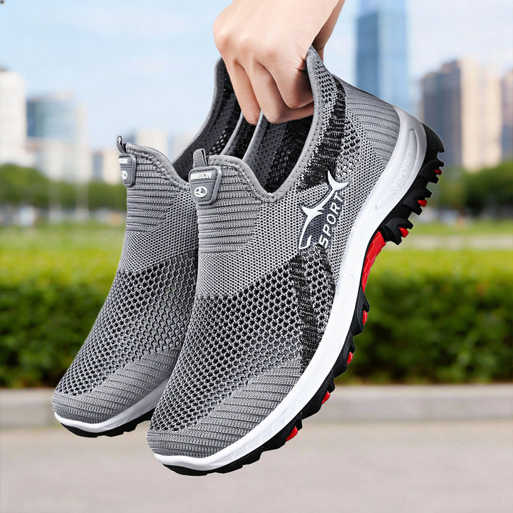Unisex nan atmungsaktive Strick-Slip-On Trekkingsneaker mit flexibler EVA-Zwischensohle und griffiger Outdoor-Profilsohle Drune