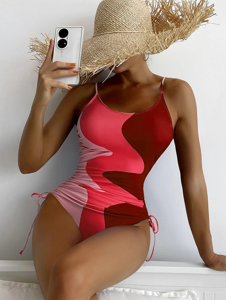 Damen Einteiler-Badeanzug mit verspielten Cut-Outs und floralem Design Drune