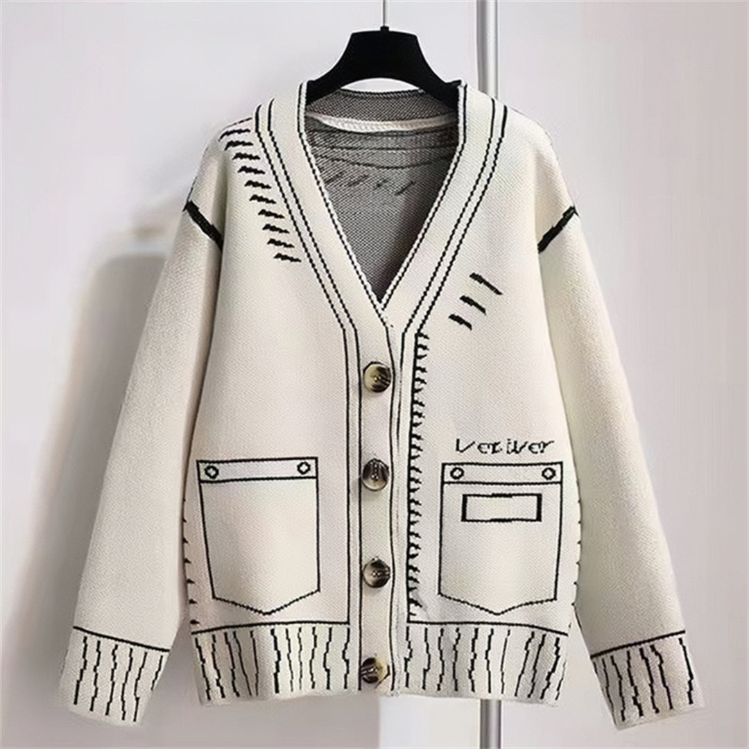 Damen Strickjacke mit kreativem Design und hochwertigen Knöpfen Drune