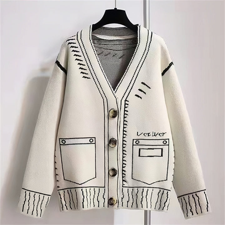 Damen Strickjacke mit kreativem Design und hochwertigen Knöpfen Drune