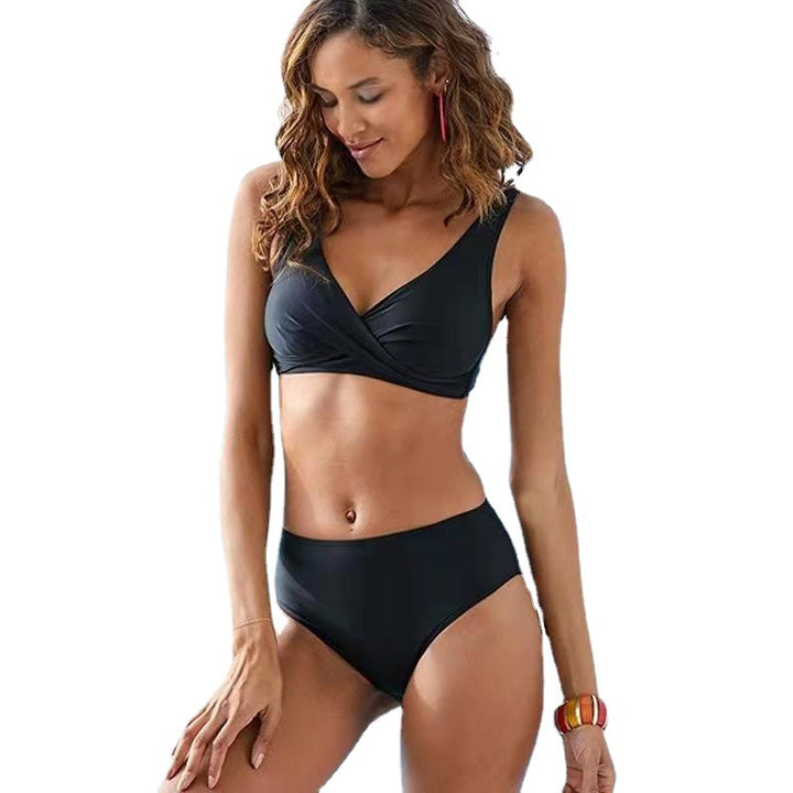 Damen Hochtailliertes Bikini-Set mit Wickeloberteil Drune