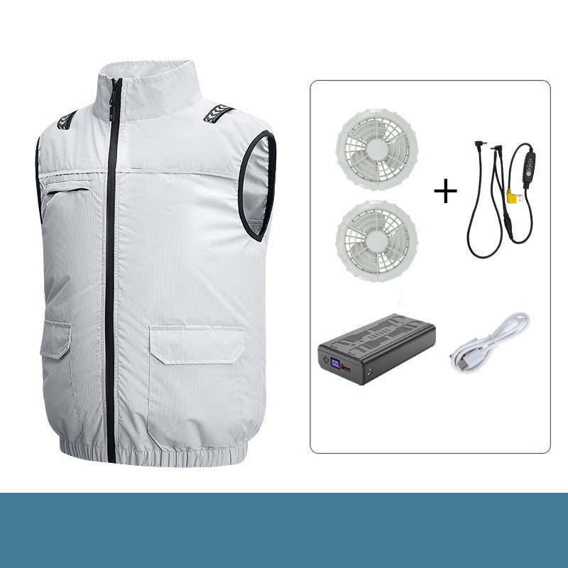 Unisex nan leichte kühlende Arbeitsweste mit integrierten Ventilatoren und externem Akku Drune