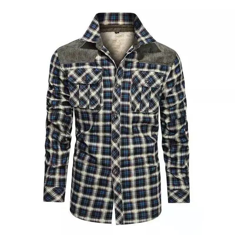 Herren warme Flanellhemdjacke mit gefütterten Taschen Drune