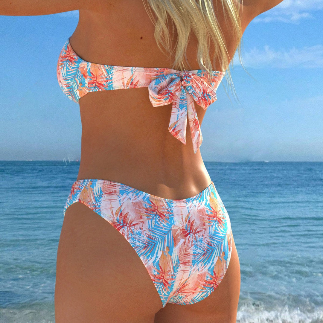Damen Wickel-Bikini-Set mit floralem Design und hohem Bund Drune