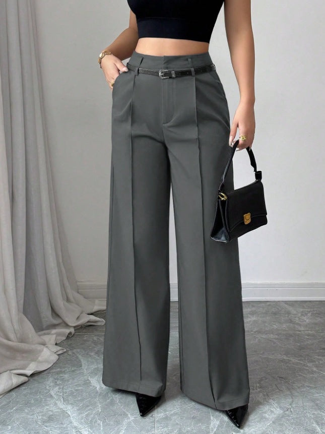 Damen elegante weite Hose mit Bindegürtel Drune