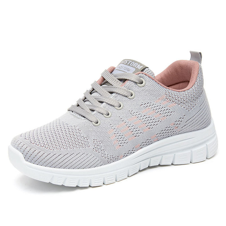 Damen nan flexible Strick-Fit-Sneaker mit elastischem Sockenschuh, dämpfender Waben-EVA-Zwischensohle und Zuglasche Drune
