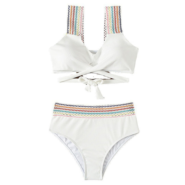 Damen Hochtaillierter Bikini mit kreativem Schnitt Drune