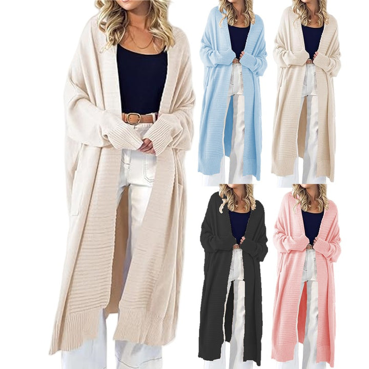 Damen Langer Strickcardigan mit strukturiertem Muster und praktischen Taschen Drune