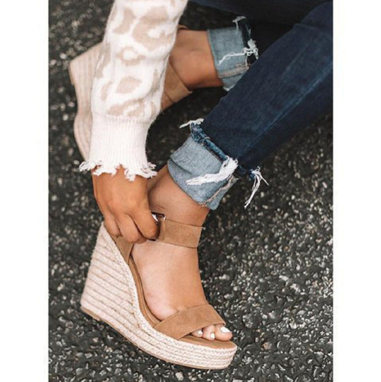 Damen Espadrille-Sandaletten mit hohem Plateau und komfortablem Riemendesign Drune