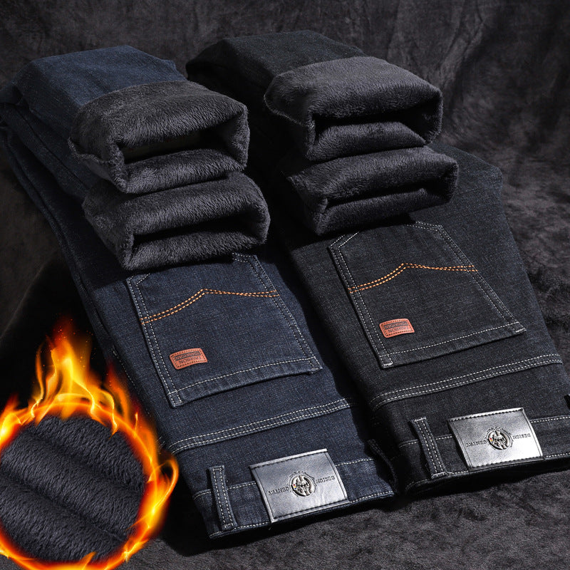 Herren warme gefütterte Jeanshose mit klassischem Schnitt Drune
