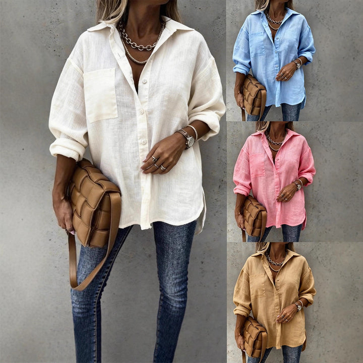Damen Leichte und lässige Bluse mit Brusttasche Drune