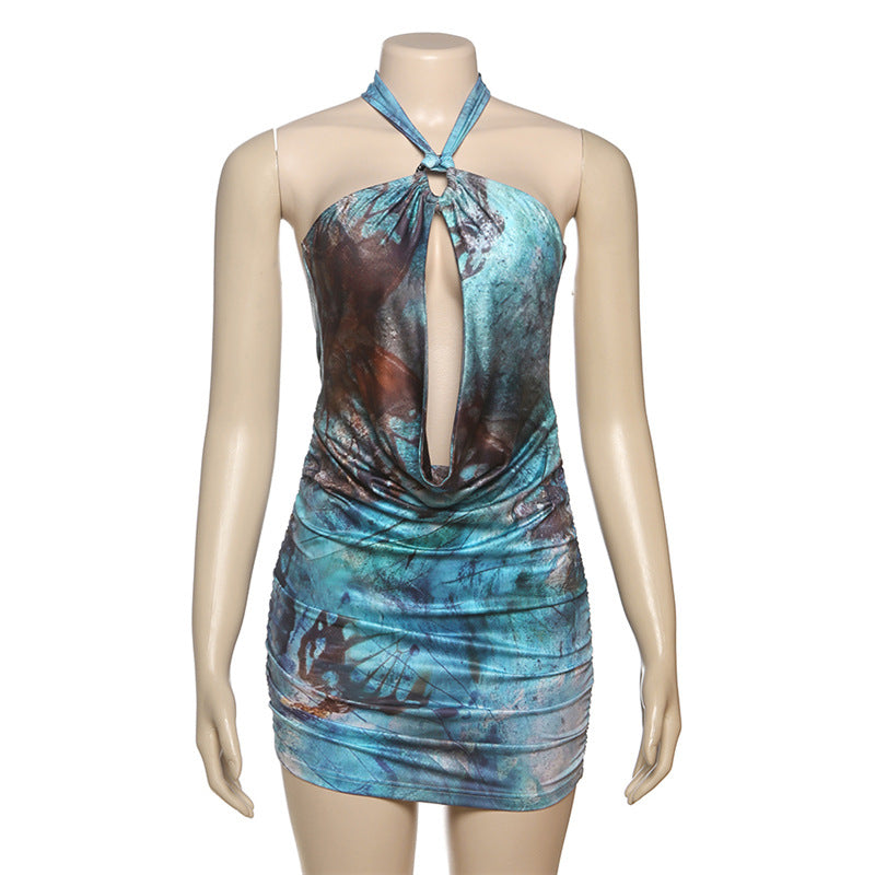 Damen Mini Kleid mit schickem Wickeldesign und tiefem Ausschnitt Drune