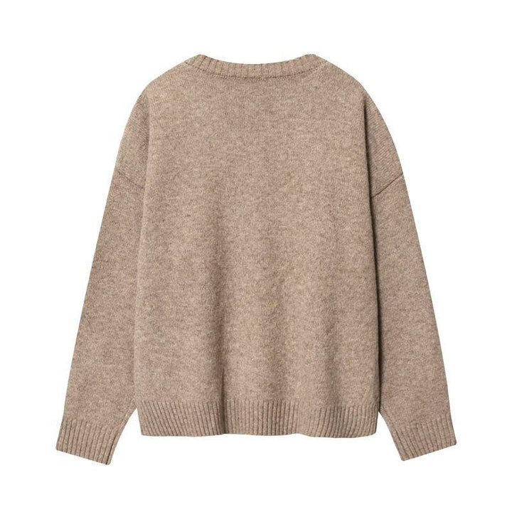 Damen V-Ausschnitt Strickpullover Drune